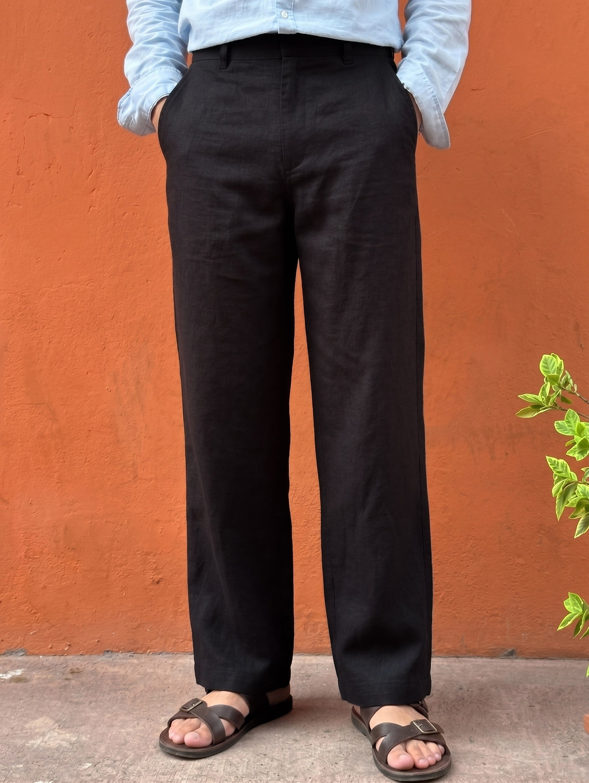 Men’s Black Relaxed Fit Wide-Leg Trousers | Premium Casual Linen Trouser