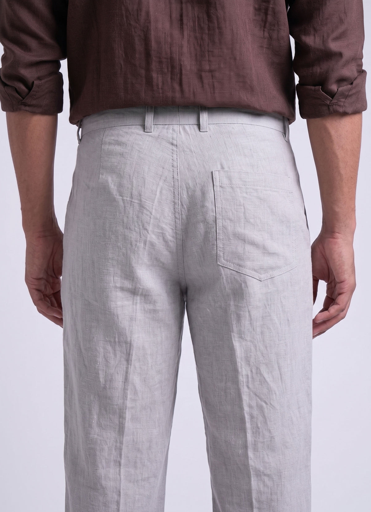 Men’s Grey Relaxed Fit Wide-Leg Trousers | Premium Casual Linen Trouser