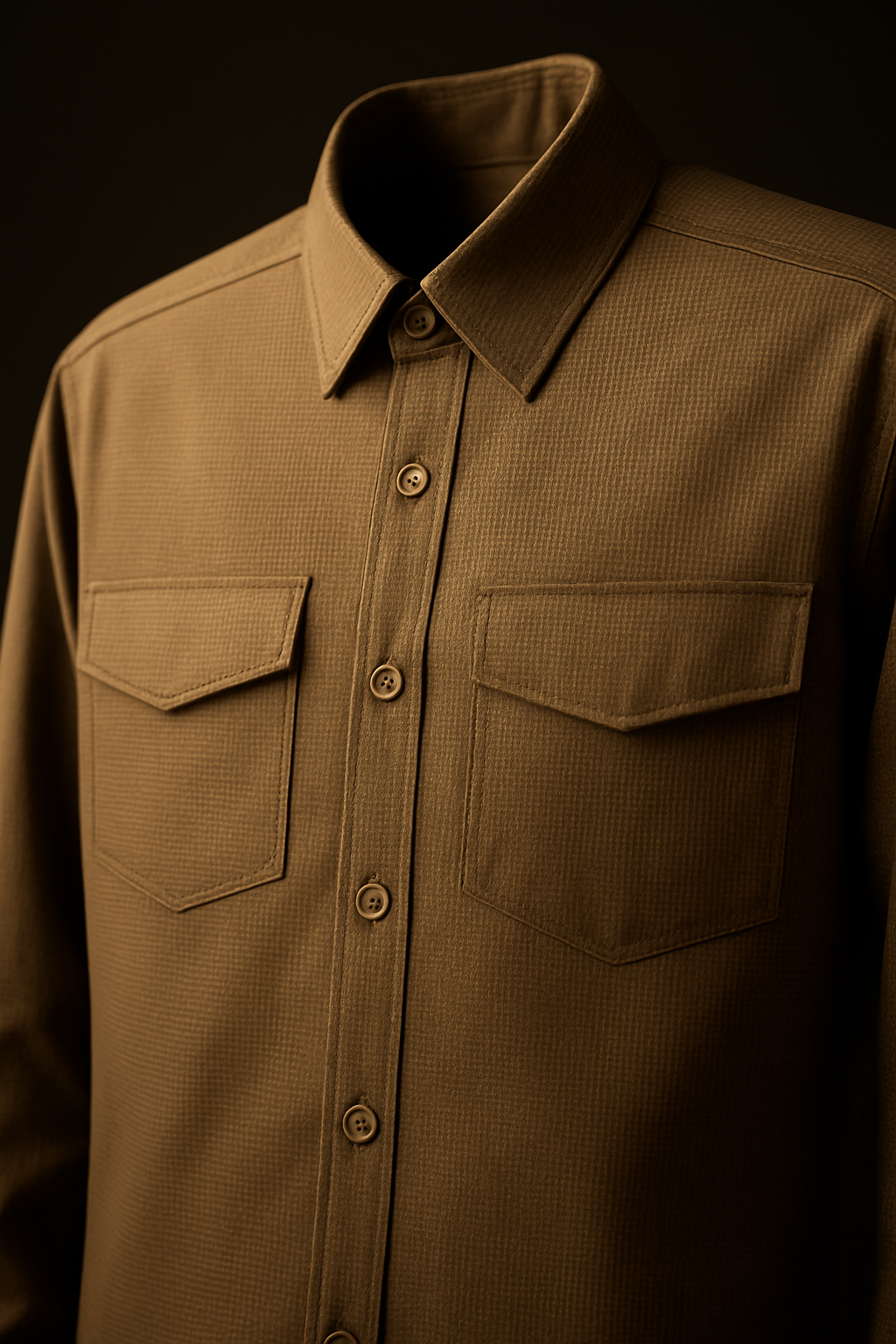 Brown Color Knitted Jacquard Shirt
