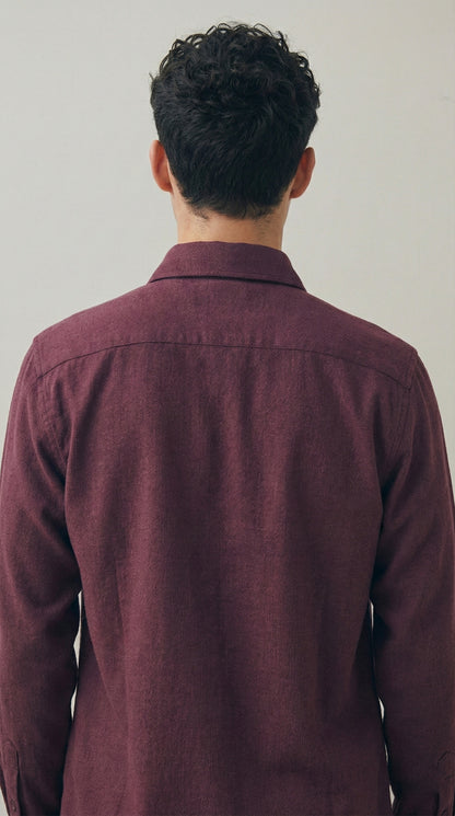Men's Solid Maroon Lycra Casual Button-Down Shirt