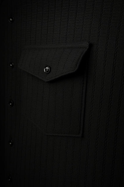 Black Color Striped Jacquard Shirt
