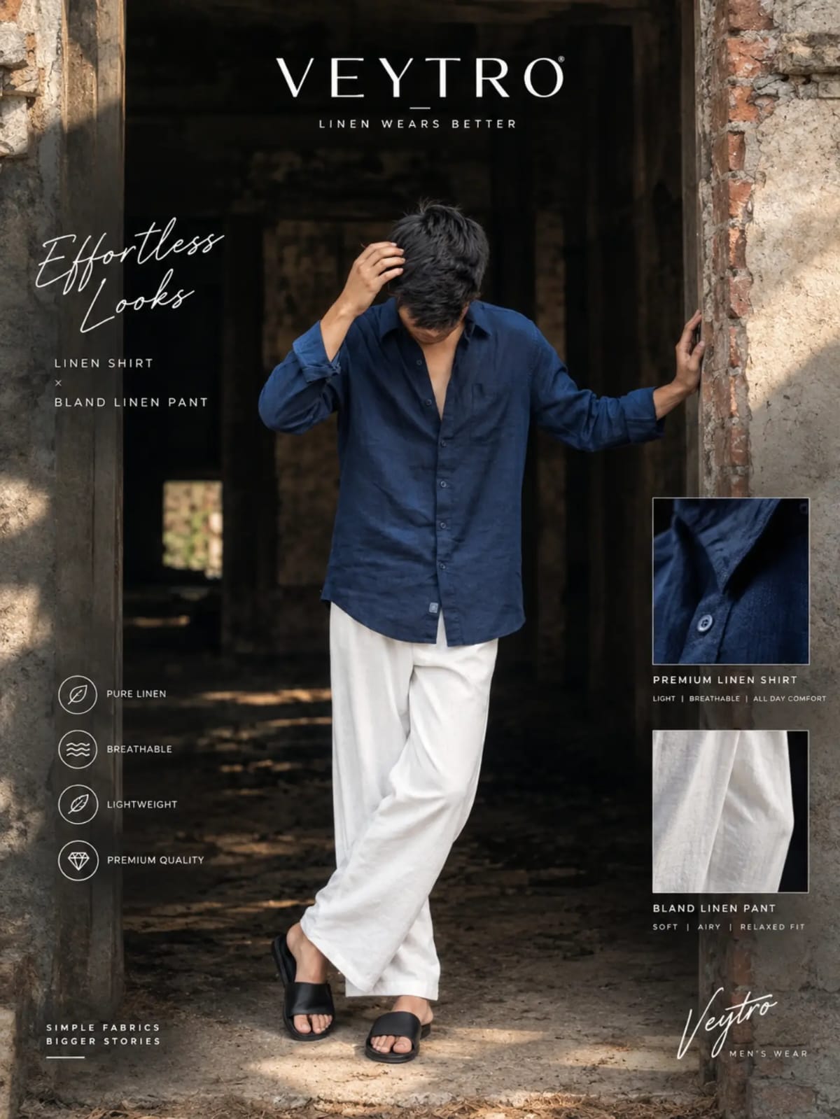 Navy Blue Linen Shirt for Men – Premium Regular Fit Casual Wear