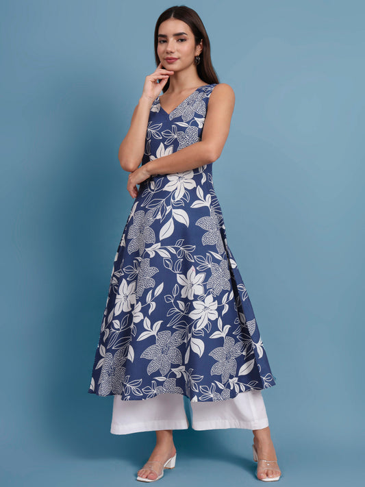 Floral Print Kurta and Plazo Set