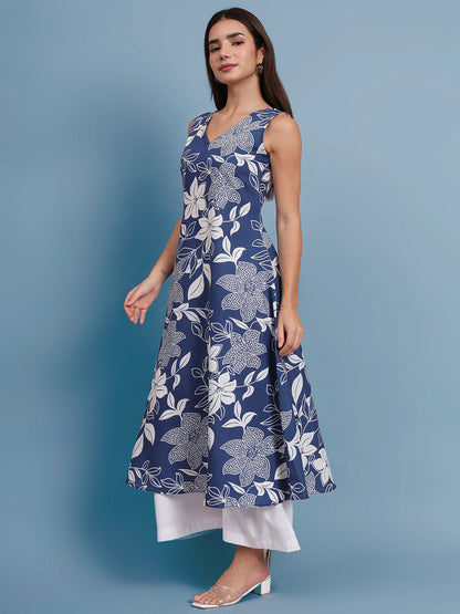 Floral Print Kurta and Plazo Set